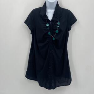 Mossimo Black Collard Blouse with accent necklace